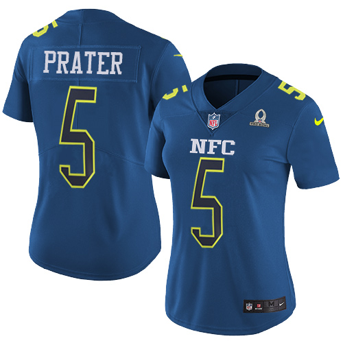 Nike Lions #5 Matt Prater Navy Women's Stitched NFL Limited NFC Pro Bowl Jersey - Click Image to Close